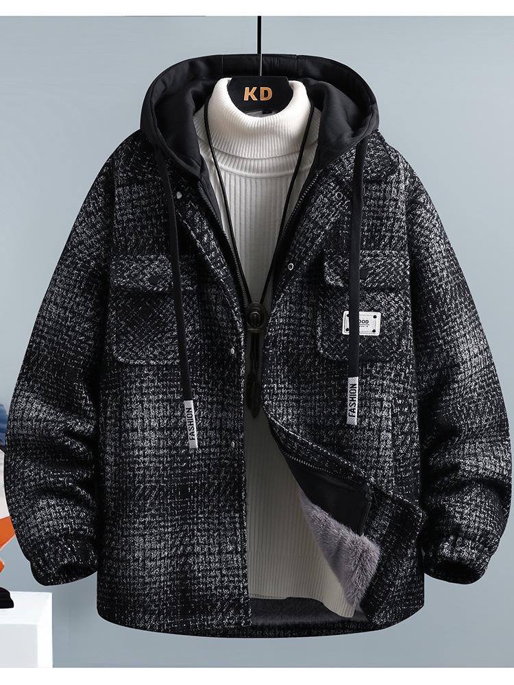 Trendiger zweiteiliger Mantel aus Kunstwolle mit Samtfutter für Herren