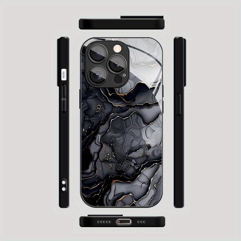 Case For iPhone 17 Pro Max 16 15 14 13 12 11 7 8 Plus 17Air 16E XR XS X Black Marble Gradient Pattern Tempered Glass Phone Cover