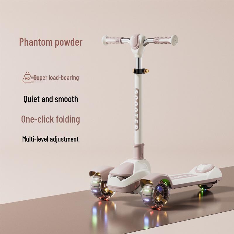 Big Kids Foldable Three-Wheeled Flashing One-Legged Commuter Scooter