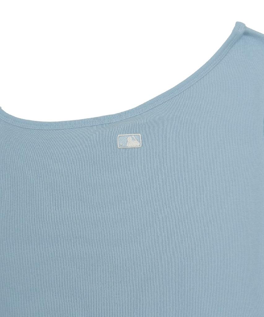 Emelbi Women'S Basic Off-Shoulder Shirred Ribbed Dress Phi (Mg.Blue)