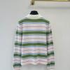 Nanyou Striped POLO Neck Knitted Sweater Women's Short Long Sleeve Button Decorative Top Nanyou High-end Women's Clothing Spot