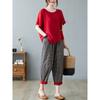 Sets Women Casual T Shirt Ankle Length Pants Summer Vintage Style Loose Pant Suits