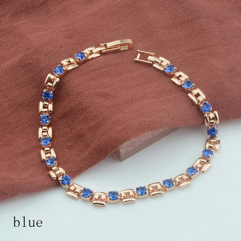9 Color Women Girls Pink/Green/White/Red/Blue Cubic Zircon Stone Bracelets Wrist Square Shaped Bracelets