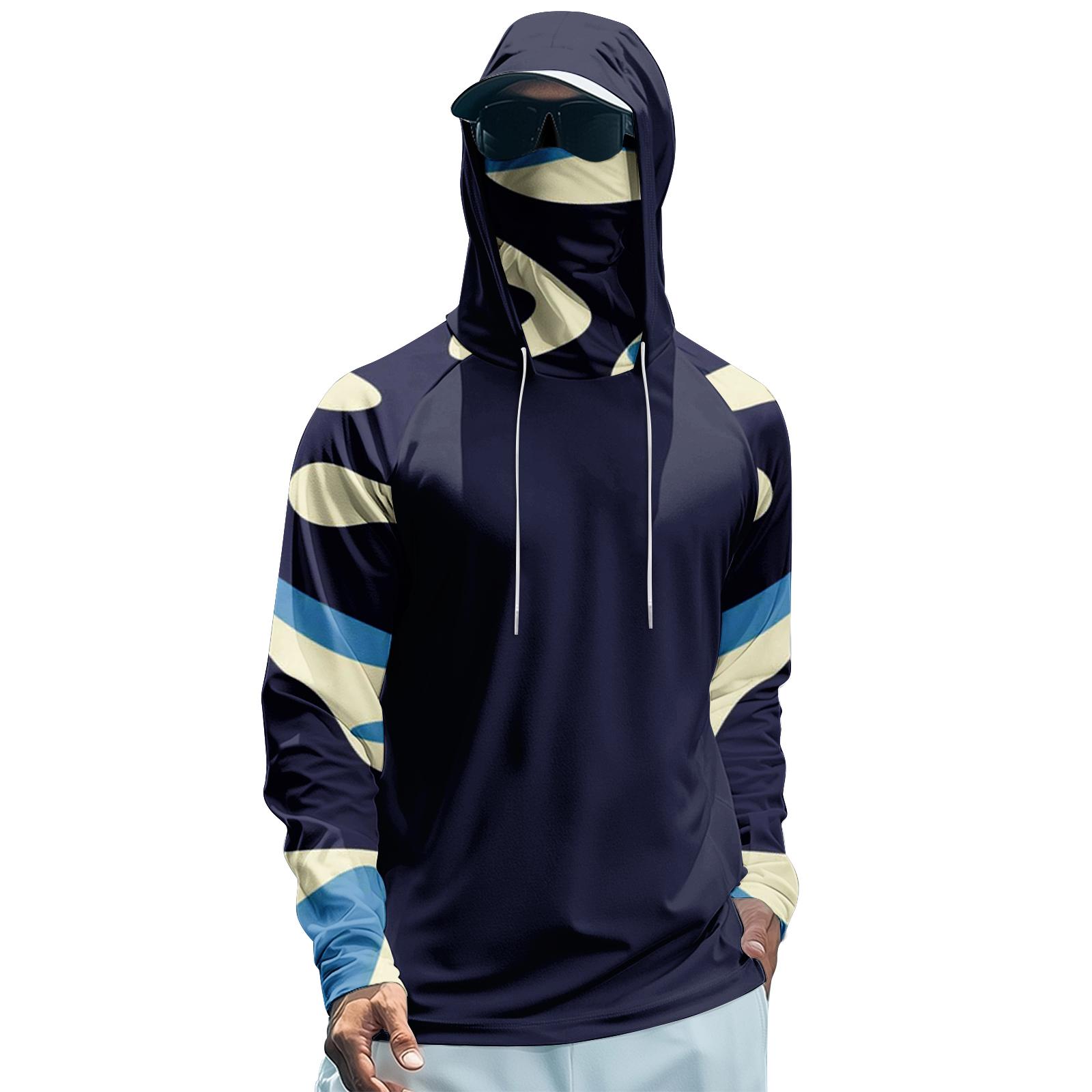 

Men s Performance Fishing Raglan Prints Hoodie - UPF 50+ UV Long Sleeve Sun-protective Shirt With Mesh Visor XL Темно-синій