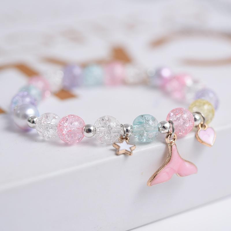 Korean Style Small Whale Popcorn Crystal Beaded Bracelet for Women and Students