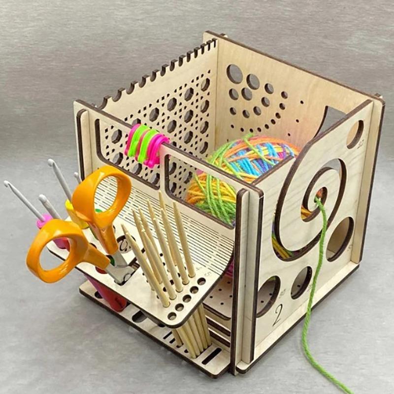 Creative Wooden Yarn Bowl Crochet Organizer Storage Holder Diy Wooden Yarn Dispenser Knitting Bowl For Knitting Crochet Skeins