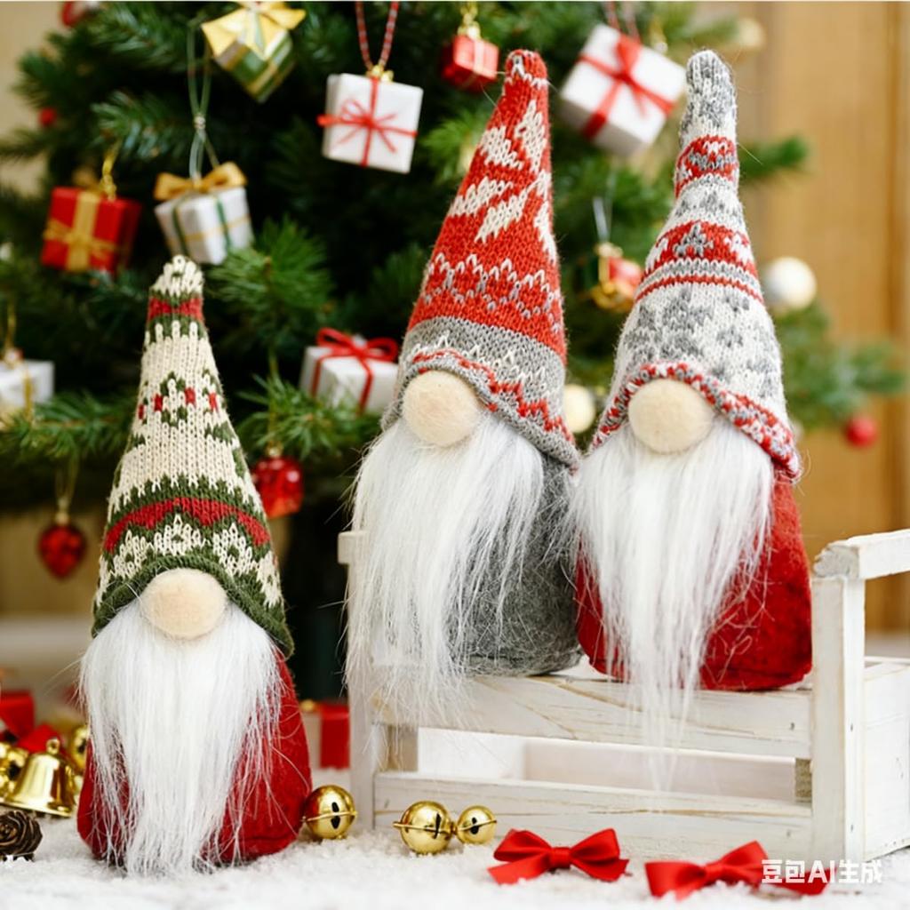 Set of 3 Christmas Christmas Tree Dwarf Interior Nordic Forest Old Man Fairy Plush Stylish and Cute Santa Claus Popular In the Nordic Creates Hanging