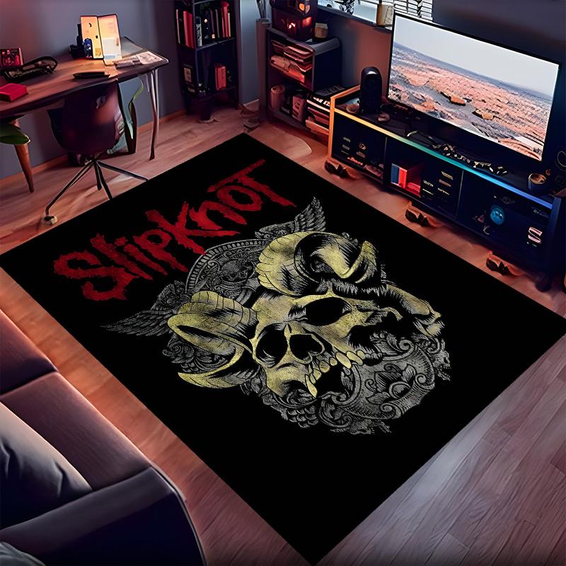 Slipknot Polyester Teppich, Weiche Indoor Matte für Bürostuhl, Wohnzimmer, Schreibtisch - Dekoratives Home Office Teppich Design