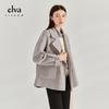 Elva' Island Women's Vintage Wool Double-faced Coat