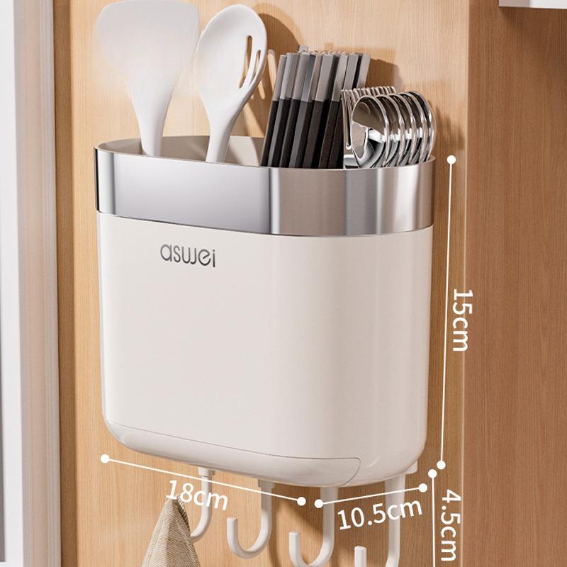 Essstäbchen Aufbewahrungsbox Wandmontiert Zylinder Küche Löffel Aufbewahrungsgestell Schnell Abtropfgitter Haushalt Lochfrei