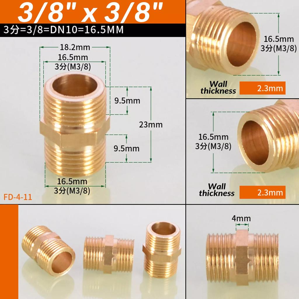 1/8" 1/4" 3/8" 1/2" 3/4" 1" BSP Messing Außengewinde zu Außengewinde Sechskant-Nippel Gleichmäßig Gerade Reduzierend Messing-Verbinder für Wasser Öl Gas