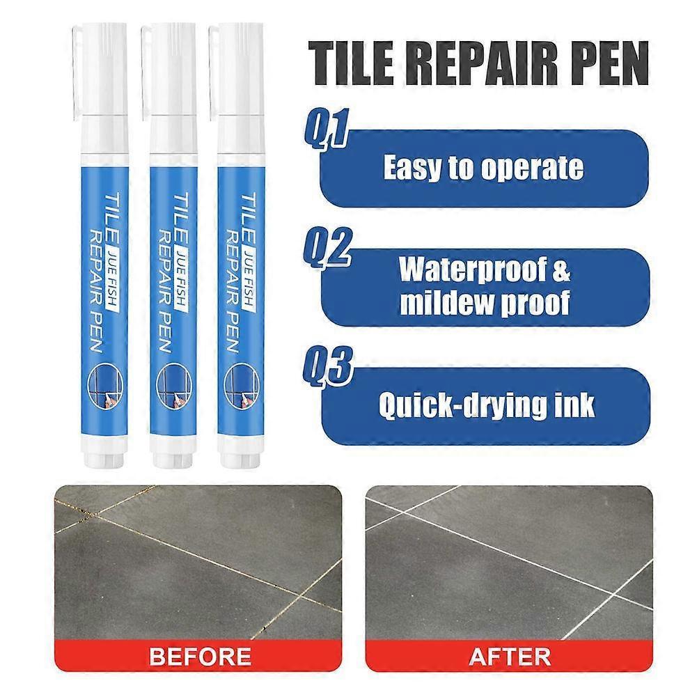 3pcs Tile Grout Repair Pen Quick Waterproof Dry White Grout Sealer