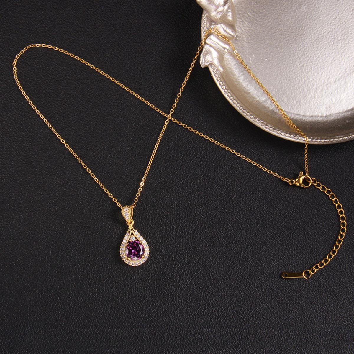 

Ожерелье с кулоном из фиолетового циркона, женское ожерелье с подвеской Ins Wind Wild, ювелирные изделия A899 фиолетовый