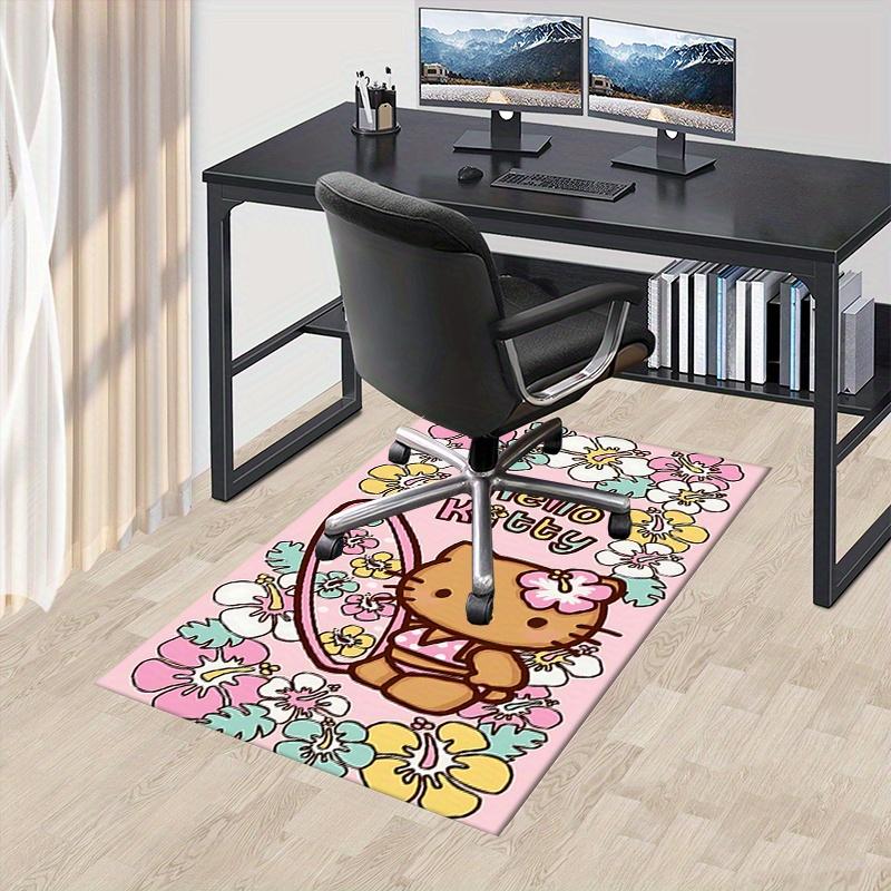 Office Rug Hello Kitty, Floral Anti-Slip Rug, Machine Washable for Living Room, Bedroom, Office, Multiple Sizes, Bedroom Mat, Decorative Mat, Durable