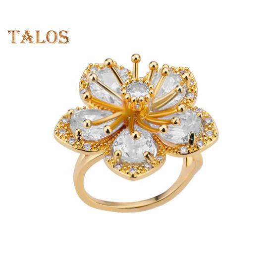 Women Ring Shiny Cubic Zirconia Flower Shape Finger Ring Adjustable Design Ring Exquisite Workmanship Jewelry Piece