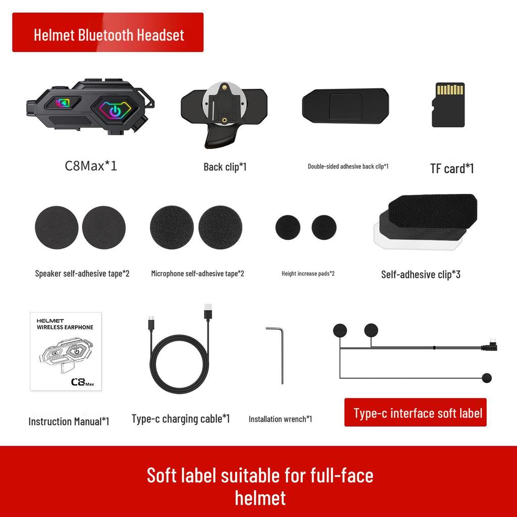 Multi-functional Motorcycle Helmet Bluetooth Intercom Earphones with Cross-border Certification