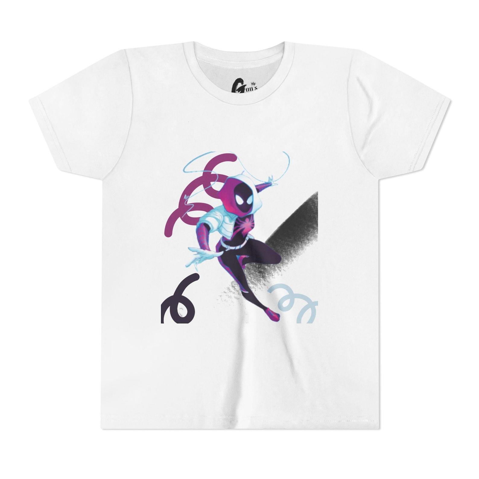 Spider-Gwen Inspired Action Pose Youth Tee | Neon Spider Hero Graphic 100