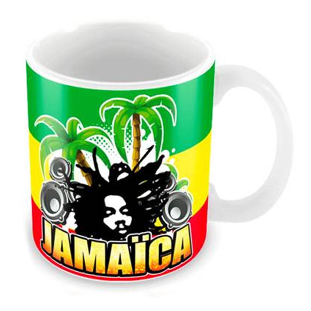Les Trésors De Lily [A3283] - Porcelain Mug 'Jamaica' Green Yellow Red (marley) - 9. 5x8cm