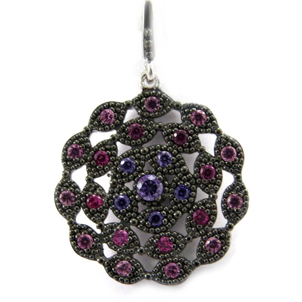 Les Trésors De Lily [L6691] - Purple 'Sappho' Silver Pendant (rhodium-plated) - 19 Mm