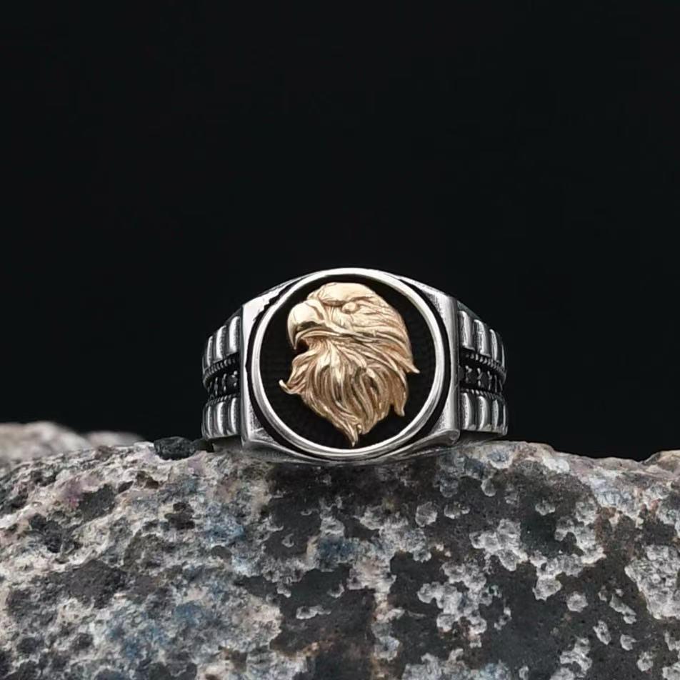 Eco-friendly American Punk Men's Eagle Head Ring