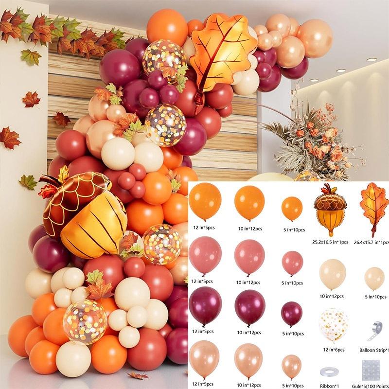Autumn Balloon Set Orange Balloon Chain Birthday Party Arch Scene Atmosphere Birthday Arrangement