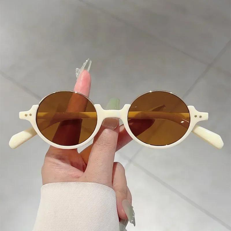 Fashion Men Women Hip Hop Sun Glasses Unisex Outdoor Riding Travel UV400 Sunglasses Vintage Round Hlaf Frame Sunproof Eyewear