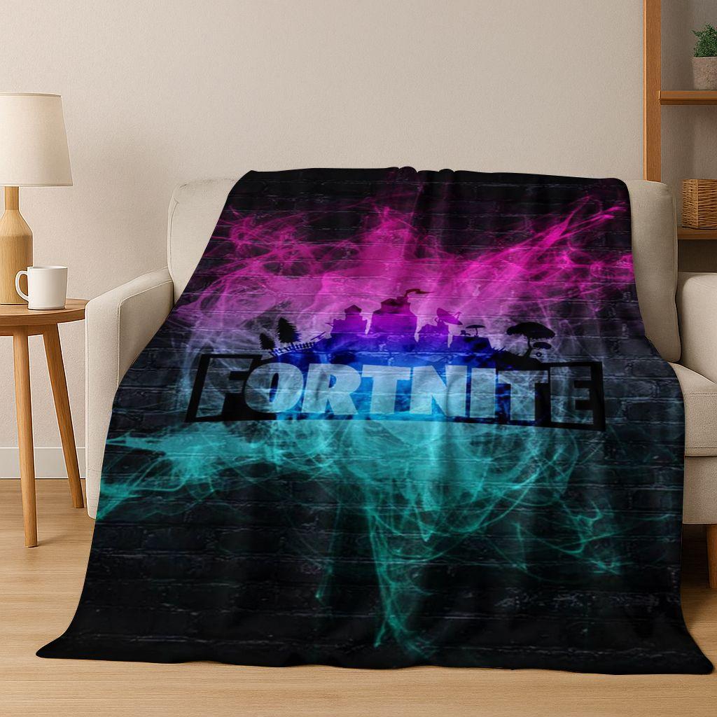 3D F-Fortnite Game Cartoon Flannel Blanket Soft Warm Throw Blanket for Bed Bedroom Room Living Room Travel Camping Kids Gift
