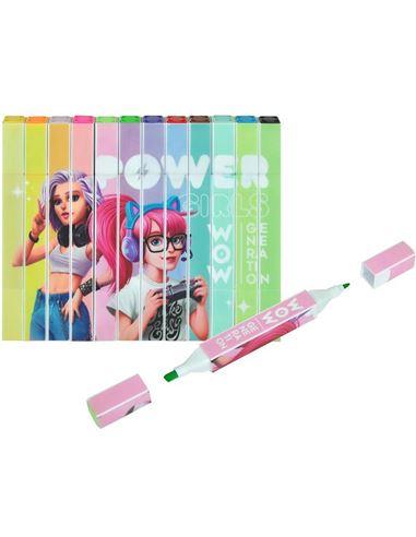 Zestaw markerów podwójnych mix kolorów Wow Generation 12 sztuk