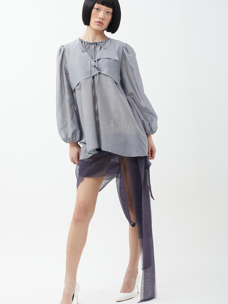 SMIEUR Silk Cotton Blouse (Gray)