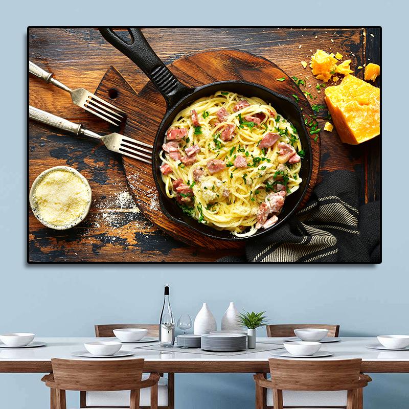 Lezzetli İtalyan Makarna HD Resimler Spagetti Makarna Domates Soslu Yemek Odası Mutfak Duvar Dekorasyonu için Tuval Boyama