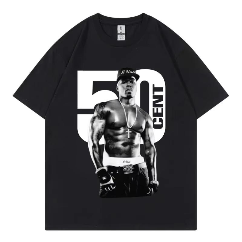 Rapper 50 Cent Graphic T Shirts Male Fashion Hip Hop Vintage Short Sleeve Tshirt Women Summer 100 Cotton Oversized Tshirts
