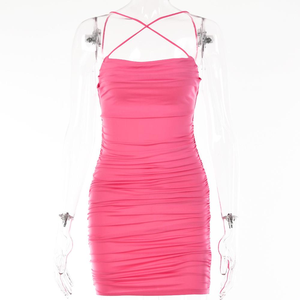 Hot-selling summer new suspender dress sexy hottie backless tube top tight hip short skirt women S