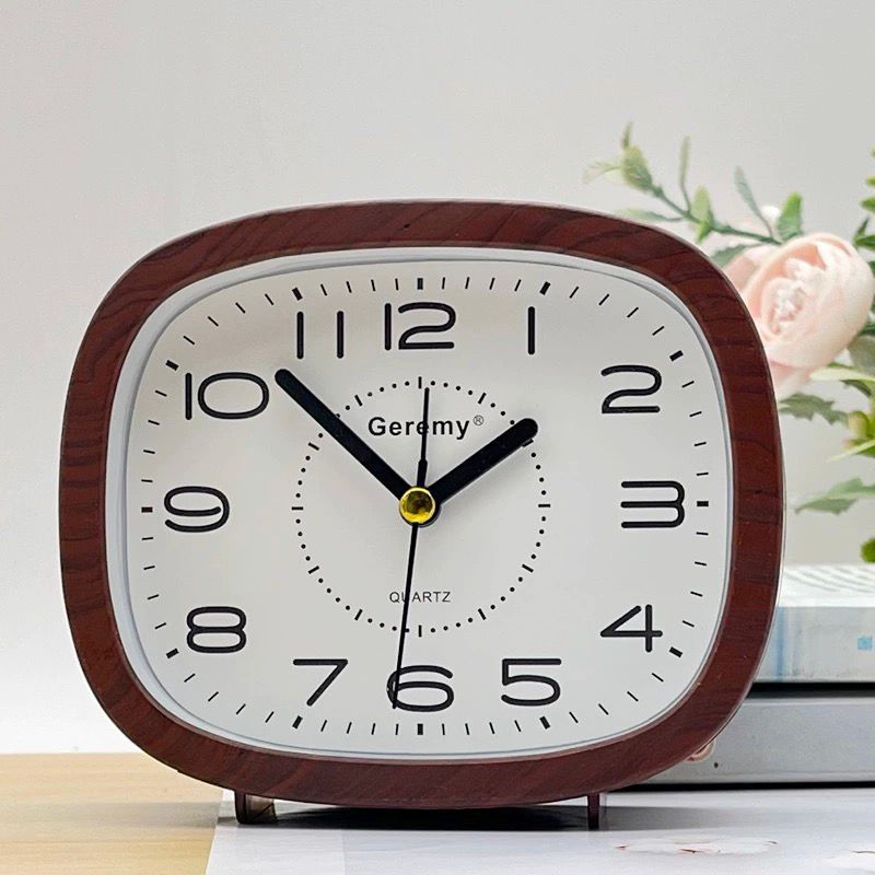 

Imitation Wood Grain Alarm Clock for Elderly People s Home Desktop Square Clock Pendulum Display Student Modern Big Character Bedside Clock