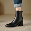 Fashion 2024 Autumn Women Boots Pointed Toe Chunky Heel Shoes for Women Concise Zipper Ankle Boots Chelsea Western Boots High Heels