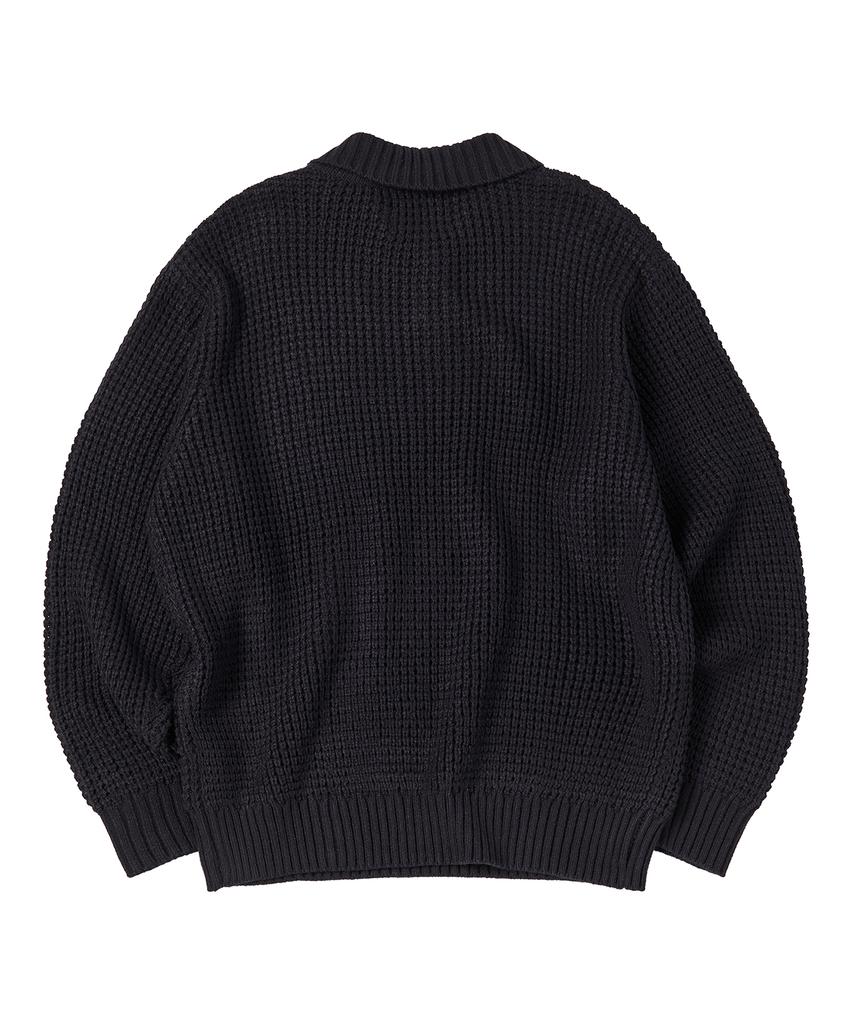 COMONINOZ Waffle Collar Knit [Navy]