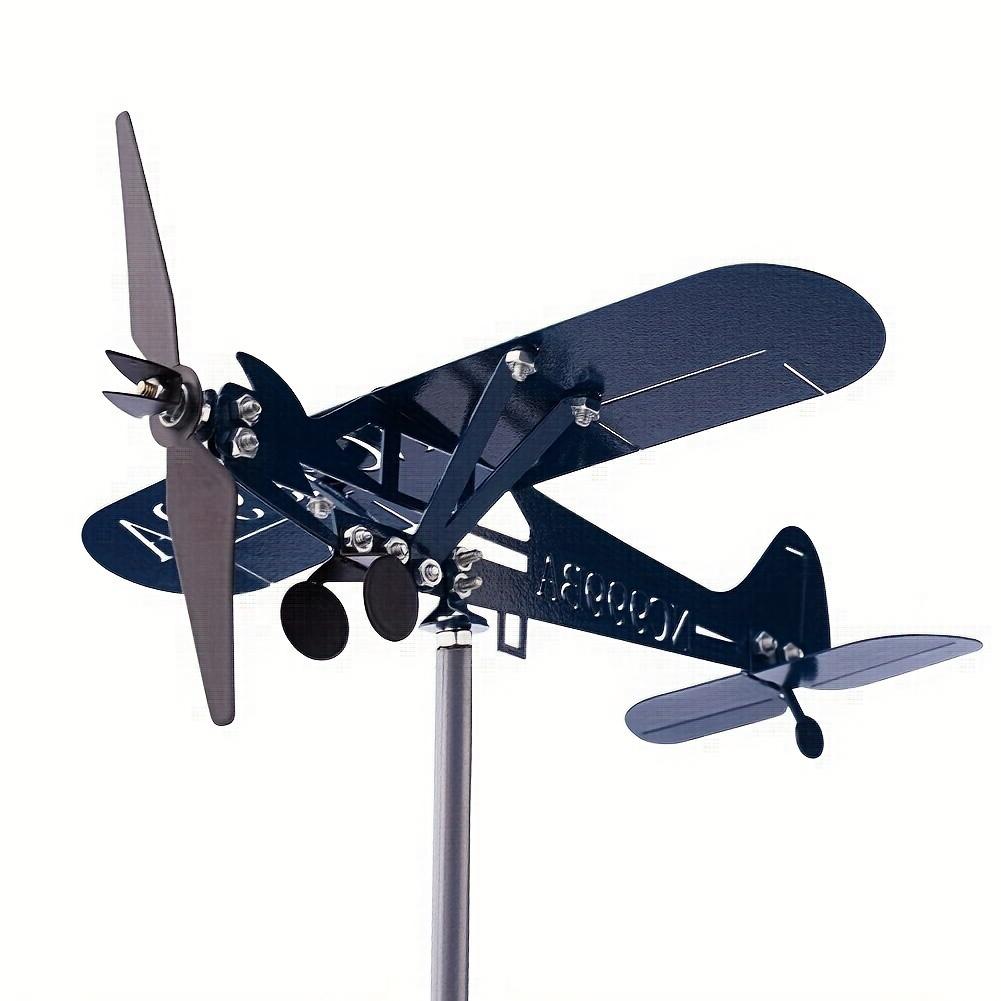 Metalen Vliegtuig Weerhaan 3D Piper J3 Cub Wind Spinner Windmolen Tuindecoratie Huis Buiten Dak Vliegtuig Indicator Windrichting P1C8