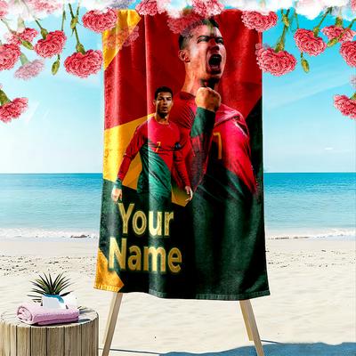 Custom Name CR7 Print Beach Towel, Large Soft Quick Dry Towel for Beach Camping Swimming -HE29