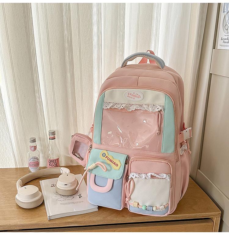 School bag, high value, large capacity, transparent and cute, junior high school student computer backpack, high school student backpack tide