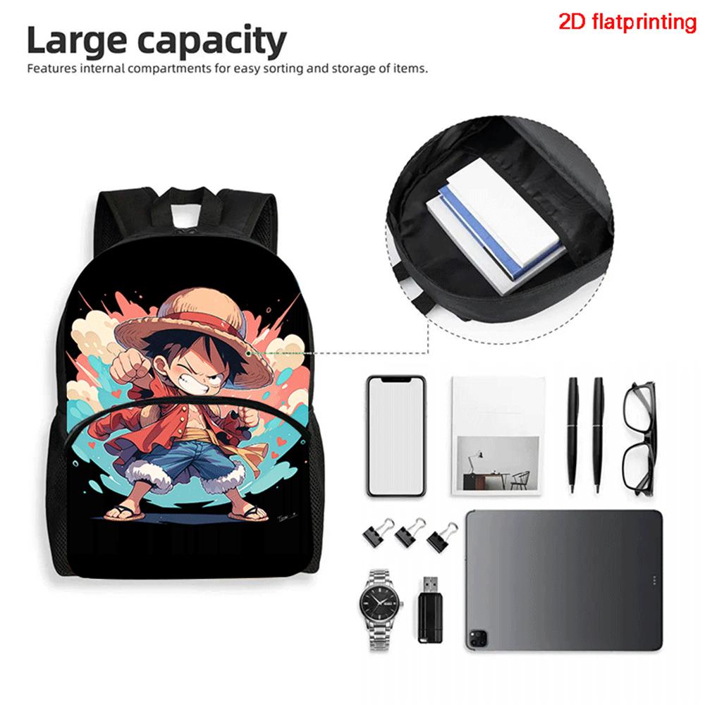 Cartoon ONE PIECE 2Pcs Set Mochila Lightweight Large Capacity Front Pocket School Backpack with Pencil Case for Boys Girls Trip