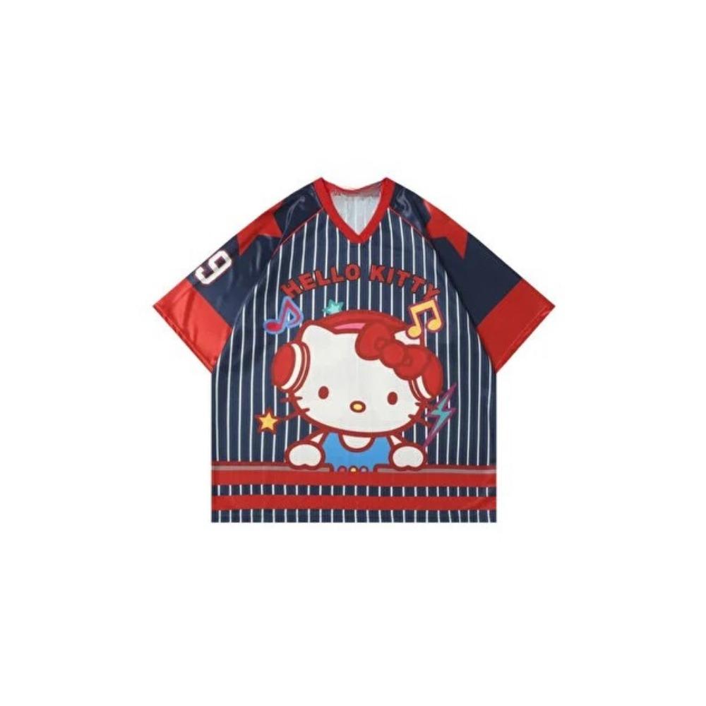 Summer New Hello Kitty Cartoon Pattern Simple and Casual Cute Round Neck Short Sleeved 3D T-shirt Fashionable Y2K Top Plus Size