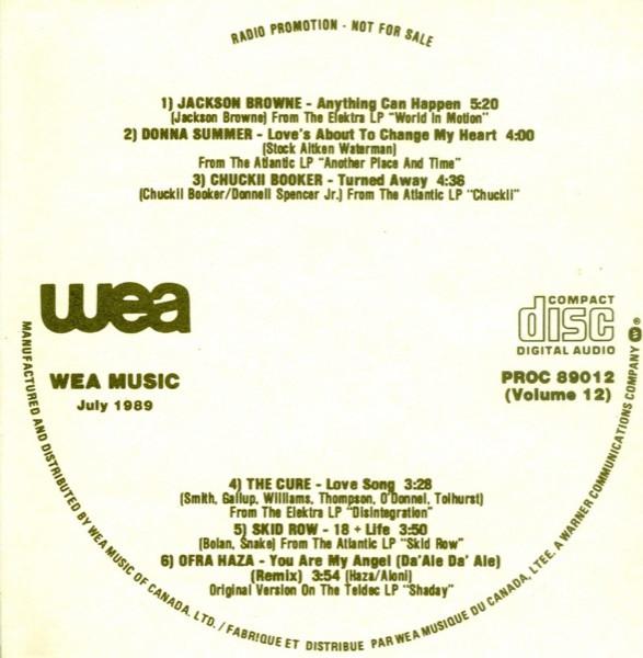 CD РАЗЛИЧНЫЕ Wea Music Июль 1989 PROC89012 WEA 1989 Канада Рок Б/У