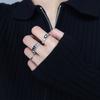 Black Zircon Ring Female Retro Fashion Personality Dark Wind Irregular Stacking Wearing Open Index Finger Ring