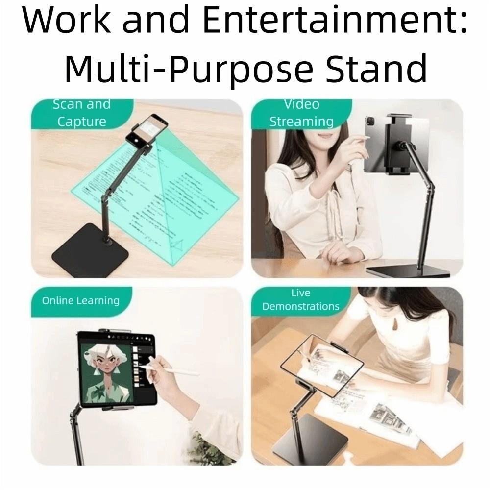 360 Rotating Desktop Phone Tablet Holder Multi-Angle Long Arm Tablet Bracket  Bed Use