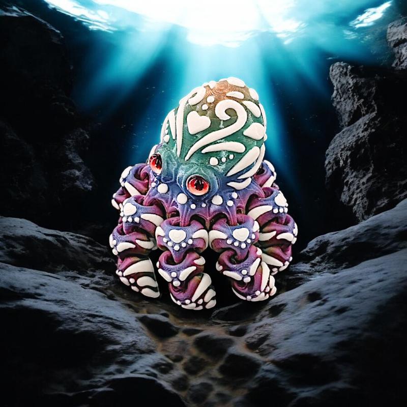 3D Printed Octopus Figurine Flexible Articulated Tentacles Cute Entrance Cabinet Ornament for Modern Home Aesthetic Decor