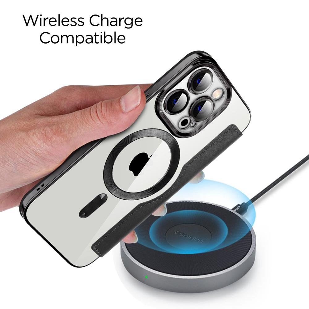 Phone Cover for iPhone 14 Pro,Compatible with MagSafe RFID Blocking Card Slots Fully Wrapped TPU Electroplating Clear Back Flip Case with Lens Film