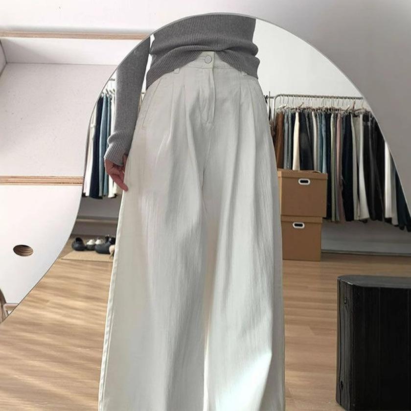Fashionable Comfortable Loose White Wide Leg Jeans Women's Large Size Muscle Sense High Waist Straight Jeans Trousers Jeans for Women Long Denim Pants