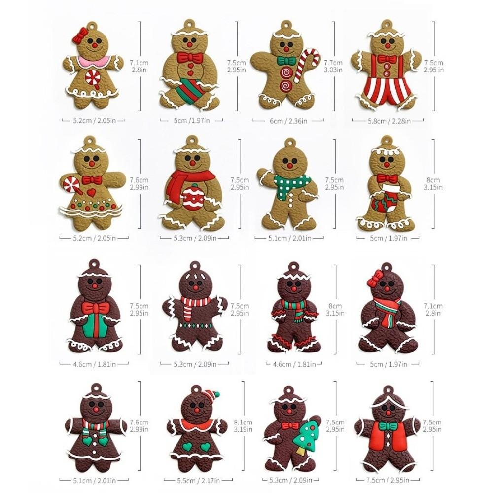16Pcs/set Kid Gift Gingerbread Man Ornament PVC Xmas Tree Decoration Christmas Tree Pendant
