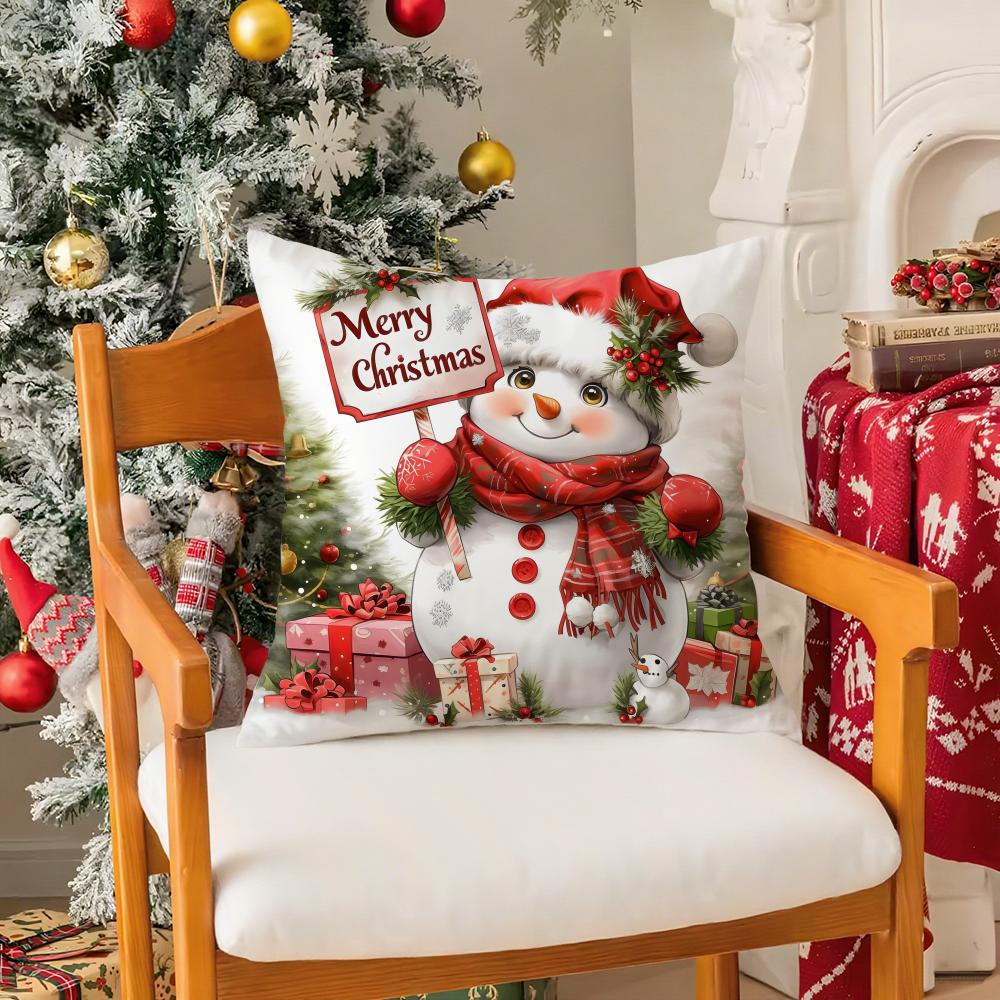 

Милые Рождественские Мультяшные Иллюстрации Наволочка Шелковистый Короткий Плюш С Невидимой Молнией Пылезащитный Чехол для Подушки Дивана 12x12Inch