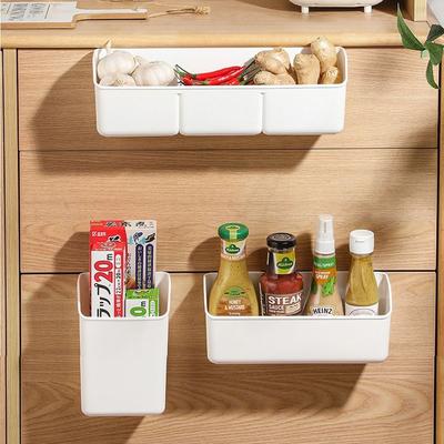 Plastic Kitchen Storage Basket with Detachable Hook Removable Bathroom Storage Box Easy Installation Desktop Cleaning