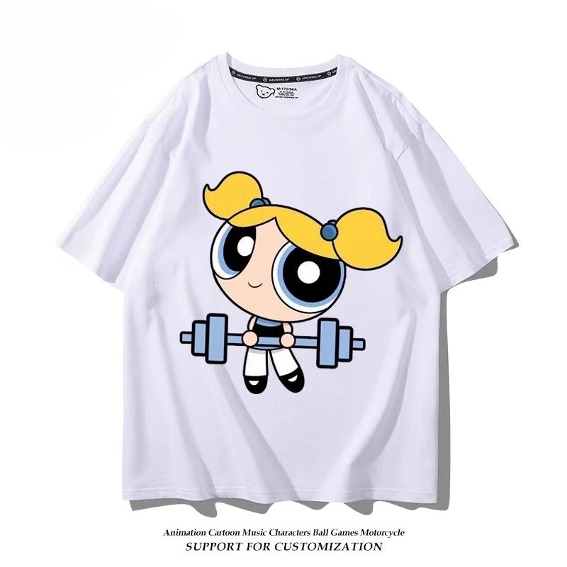 Летняя Мультяшная Милая Футболка с Принтом Хлопковая Детская Футболка Повседневная Модная Свободная Футболка 100